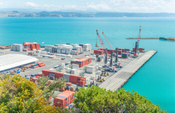 Scenery view of Napier port the North Island's second largest export port in Napier, New Zealand view from Bluff hill.